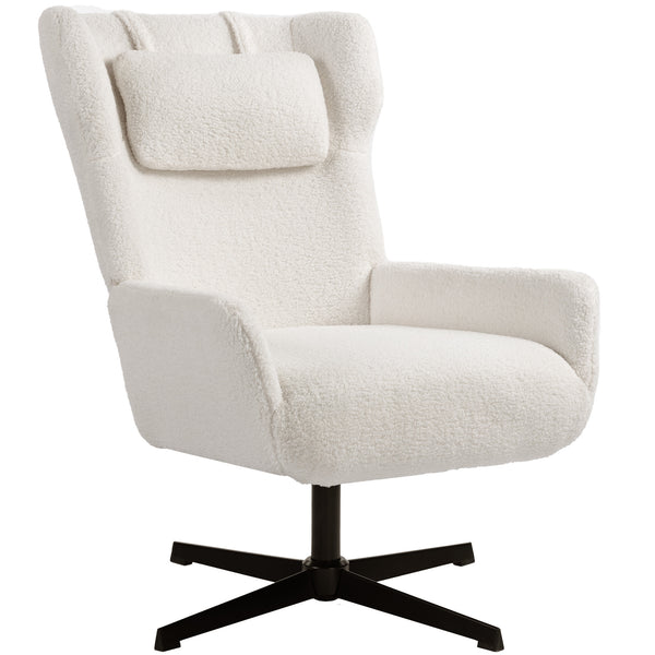 Polstersessel drehbar mit Fleece Bezug und Metallgestell cremeweiss