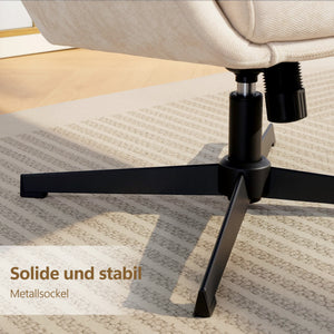 Polstersessel mit Fusshocker und hoher Rückenlehne für Wohnzimmer beige