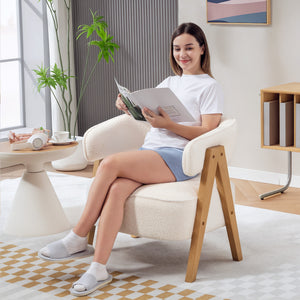 Polstersessel modern mit Armlehnen und Holzbeinen weiss