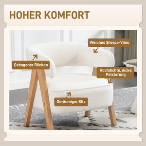 Polstersessel modern mit Armlehnen und Holzbeinen weiss