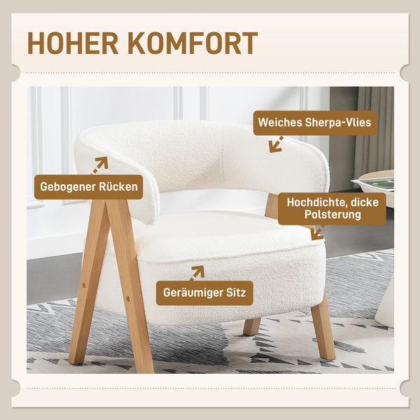 Polstersessel modern mit Armlehnen und Holzbeinen weiss