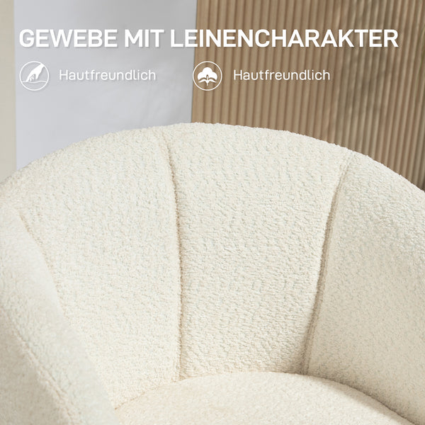 Polstersessel drehbar mit bequemer Sitzschale cremeweiss