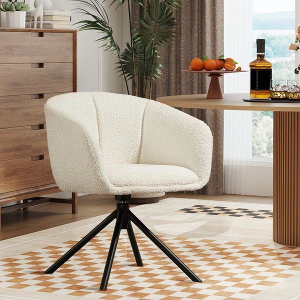 Polstersessel drehbar mit bequemer Sitzschale cremeweiss