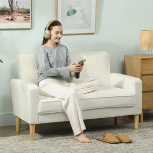 Polstersofa 2-Sitzer für Wohnzimmer und Schlafzimmer cremeweiss