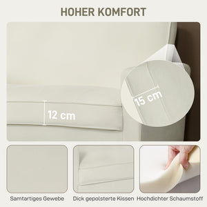 Polstersofa 2-Sitzer für Wohnzimmer und Schlafzimmer cremeweiss