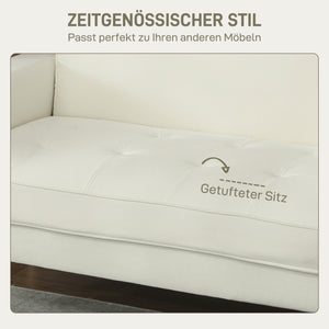 Polstersofa 2-Sitzer für Wohnzimmer und Schlafzimmer cremeweiss