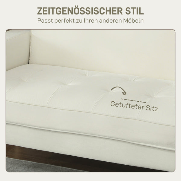 Polstersofa 2-Sitzer für Wohnzimmer und Schlafzimmer cremeweiss