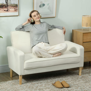 Polstersofa 2-Sitzer für Wohnzimmer und Schlafzimmer cremeweiss
