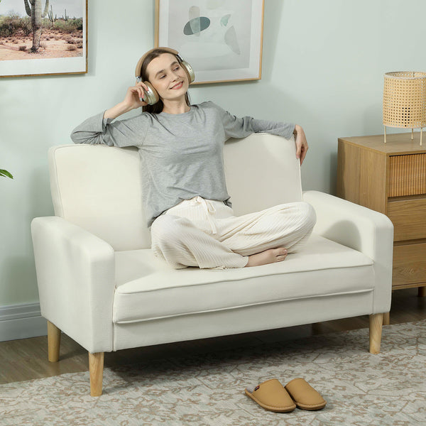 Polstersofa 2-Sitzer für Wohnzimmer und Schlafzimmer cremeweiss