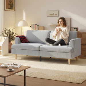 Polstersofa 3-Sitzer mit Armlehnen für Wohnzimmer Kordoptik hellgrau