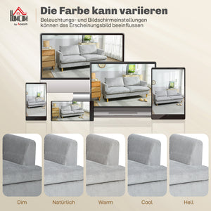 Polstersofa 3-Sitzer mit Armlehnen für Wohnzimmer Kordoptik hellgrau