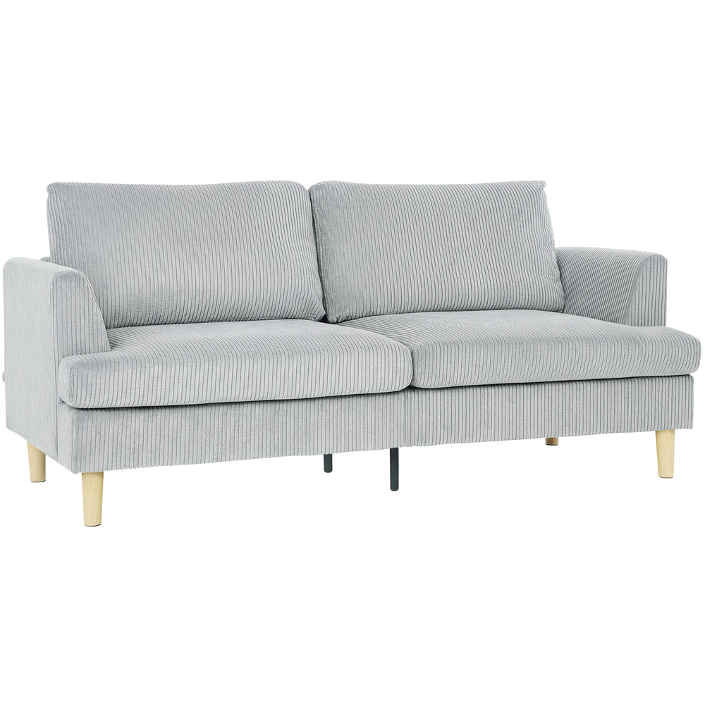 Polstersofa 3-Sitzer mit Armlehnen für Wohnzimmer Kordoptik hellgrau