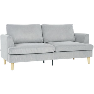 Polstersofa 3-Sitzer mit Armlehnen für Wohnzimmer Kordoptik hellgrau
