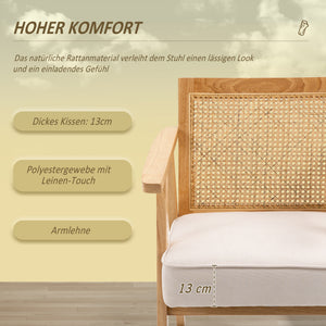 Polsterstuhl gepolstert mit Leinenoptik aus Holz cremeweiss