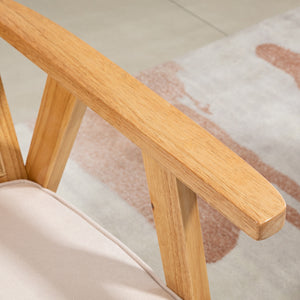 Polsterstuhl gepolstert mit Leinenoptik aus Holz cremeweiss