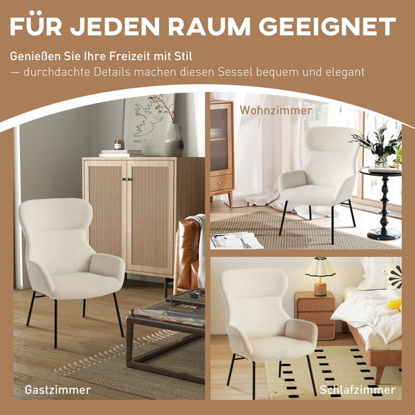 Polsterstuhl modern gepolstert mit hoher Rückenlehne cremeweiss