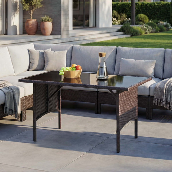 Poly-Rattan Esstisch Gartentisch Gastronomie 112x60cm braun
