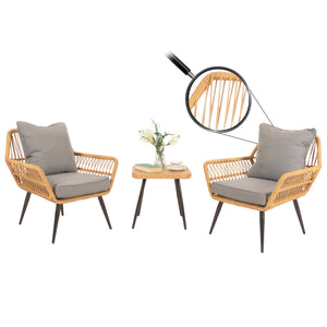 Poly-Rattan Garnitur Balkon-Set Sitzgruppe Beistelltisch dunkelgrau