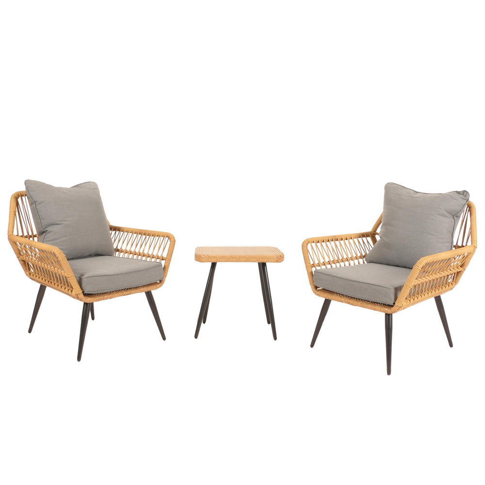Poly-Rattan Garnitur Balkon-Set Sitzgruppe Beistelltisch dunkelgrau