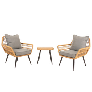 Poly-Rattan Garnitur Balkon-Set Sitzgruppe Beistelltisch dunkelgrau