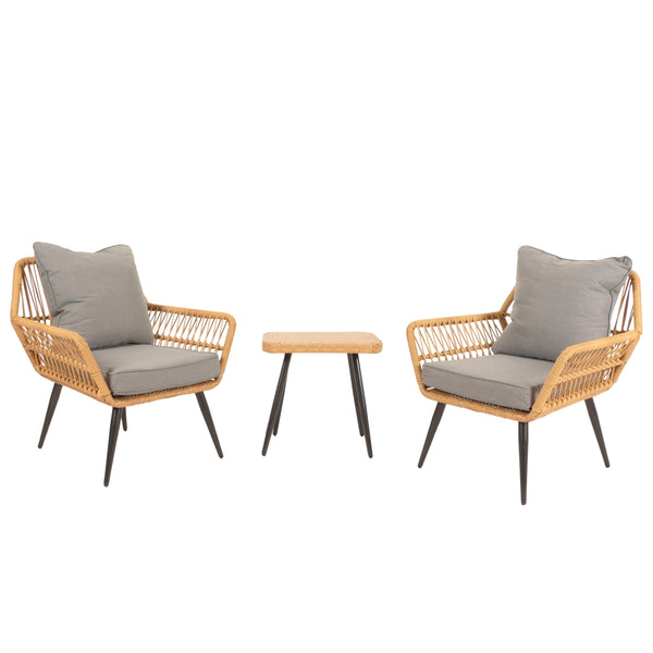 Poly-Rattan Garnitur Balkon-Set Sitzgruppe Beistelltisch dunkelgrau