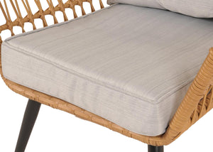 Poly-Rattan Garnitur Balkon-Set Sitzgruppe Beistelltisch hellgrau