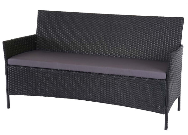 Poly-Rattan Gartenbank Halden 3-Sitzer anthrazit, Kissen anthrazit