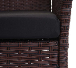 Poly-Rattan Gartenbank Halden braun meliert Kissen schwarz