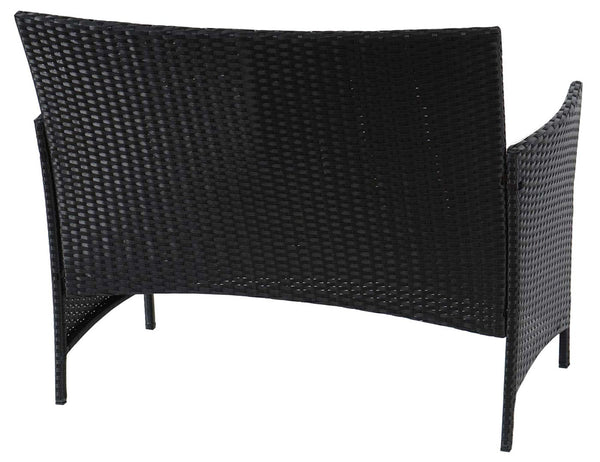 Poly-Rattan Gartenbank Halden schwarz Kissen terracotta