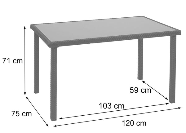 Poly-Rattan Gartentisch Balkontisch 120x75cm braun