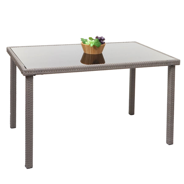Poly-Rattan Gartentisch Balkontisch 120x75cm grau