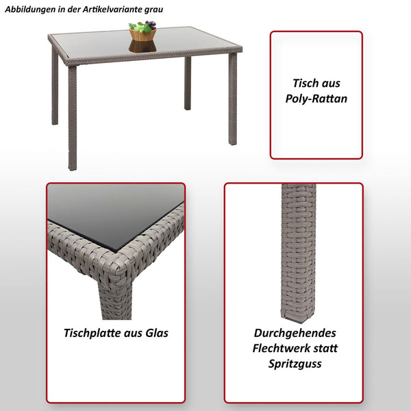 Poly-Rattan Gartentisch Balkontisch 120x75cm grau
