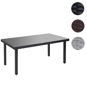 Poly-Rattan Gartentisch mit Glasplatte 160x90x74cm anthrazit