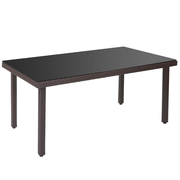Poly-Rattan Gartentisch mit Glasplatte 160x90x74cm braun