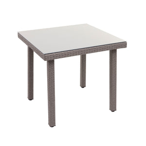 Poly-Rattan Gartentisch mit Glasplatte 80x80cm grau