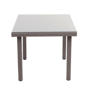 Poly-Rattan Gartentisch mit Glasplatte 80x80cm grau