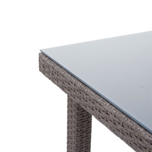 Poly-Rattan Gartentisch mit Glasplatte 80x80cm grau