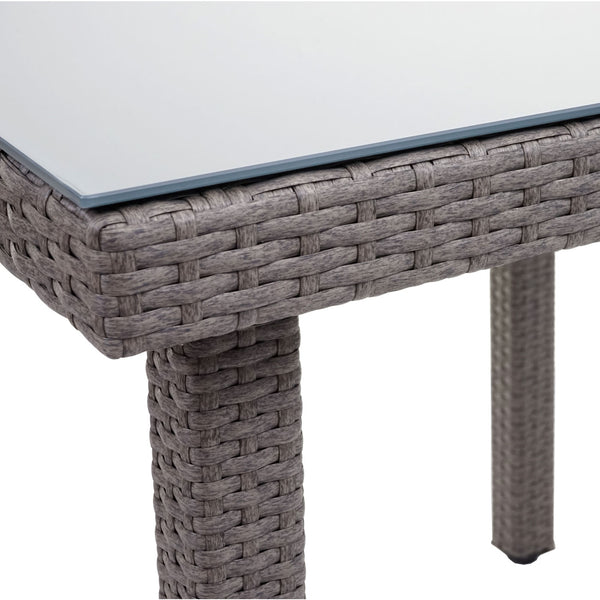 Poly-Rattan Gartentisch mit Glasplatte 80x80cm grau