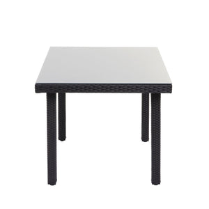 Poly-Rattan Gartentisch mit Glasplatte 80x80cm schwarz