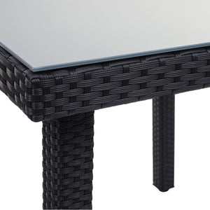 Poly-Rattan Gartentisch mit Glasplatte 80x80cm schwarz