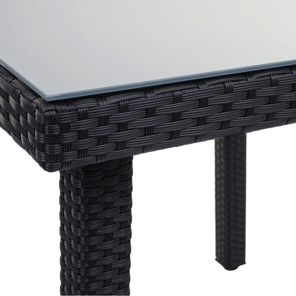 Poly-Rattan Gartentisch mit Glasplatte 80x80cm schwarz