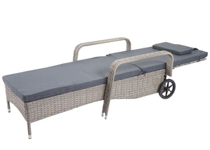 Poly-Rattan Sonnenliege Relaxliege Gartenliege Alu grau Kissen dunkelgrau