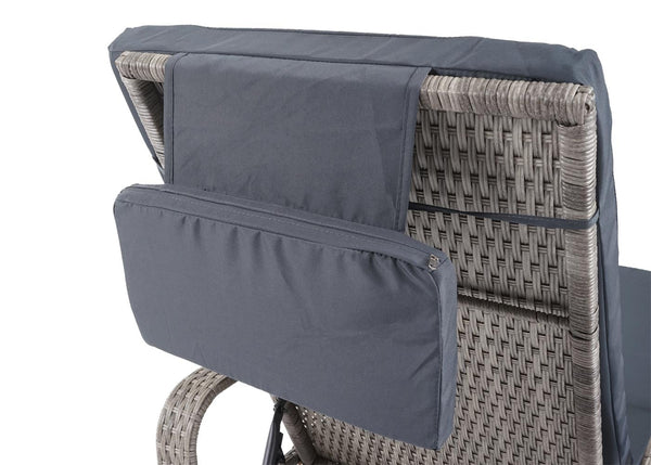 Poly-Rattan Sonnenliege Relaxliege Gartenliege Alu grau Kissen dunkelgrau