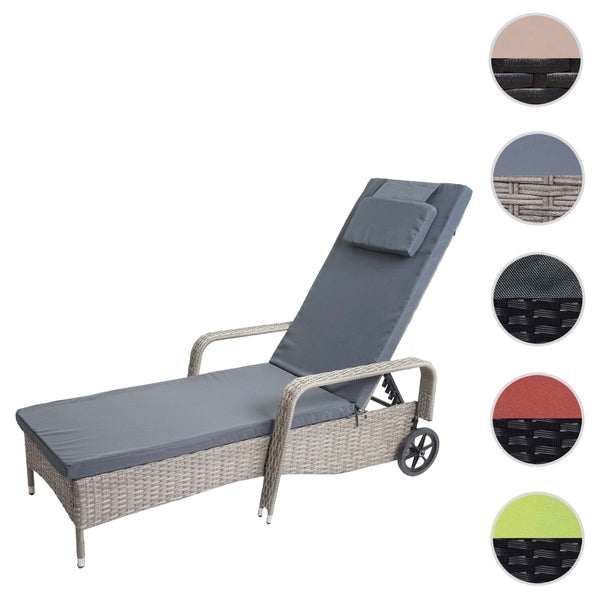 Poly-Rattan Sonnenliege Relaxliege Gartenliege Alu grau Kissen dunkelgrau