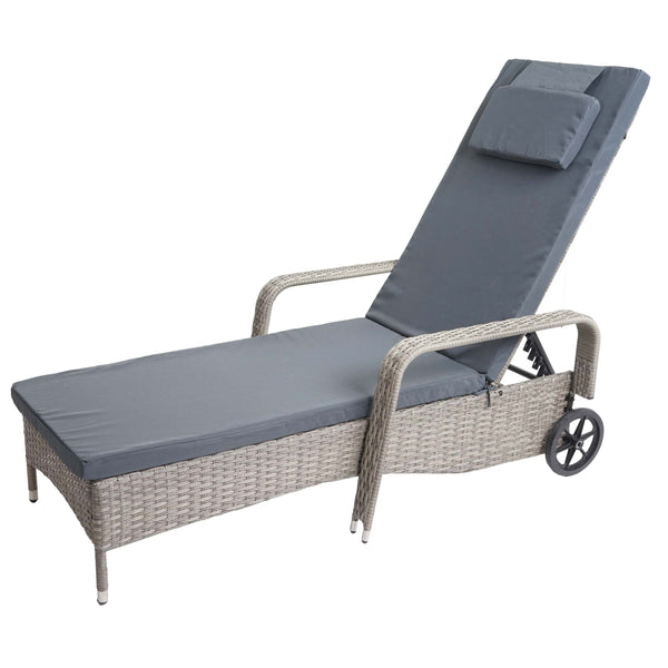 Poly-Rattan Sonnenliege Relaxliege Gartenliege Alu grau Kissen dunkelgrau