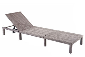 Poly-Rattan Sonnenliege Relaxliege Gartenliege Basic grau Kissen dunkelgrau