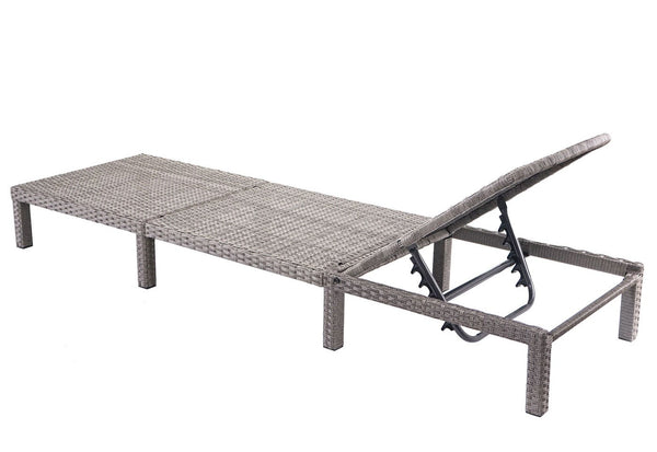 Poly-Rattan Sonnenliege Relaxliege Gartenliege Basic grau Kissen dunkelgrau