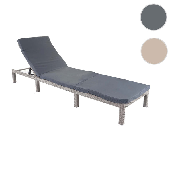 Poly-Rattan Sonnenliege Relaxliege Gartenliege Basic grau Kissen dunkelgrau