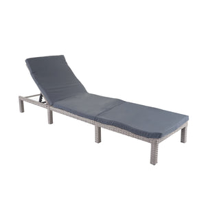 Poly-Rattan Sonnenliege Relaxliege Gartenliege Basic grau Kissen dunkelgrau