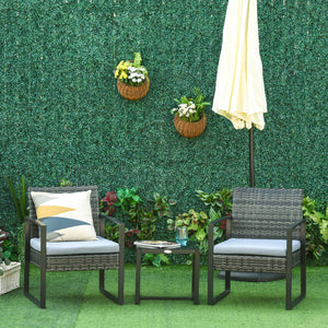 Polyrattan-Balkonset für 2 Personen mit Kissen Grau